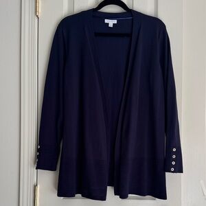 Charter Club Dark Blue Cardigan with Gold Accents - Size L